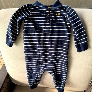 Carter's Navy and White Striped, Long Sleeve, Outfit, Size 9 Months